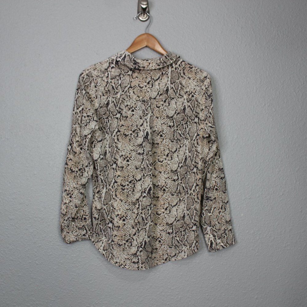 Rails Snakeskin Print Silk Button Down Blouse Sz S - image 3